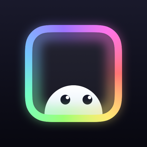 The WhoFrame logo: a glowing frame with a little face peeking in